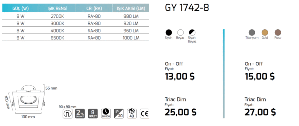 Goya Gy 1742-8 8 Watt On - Off Led Armatür - Görsel 8