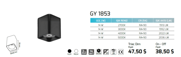 Goya Gy 1853 14 Watt Sıva Üstü COB Ledli Armatür - Görsel 3