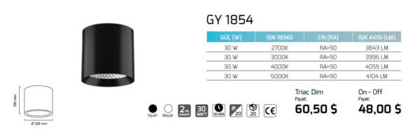 Goya Gy 1854 28 Watt Sıva Üstü COB Ledli Armatür - Görsel 2