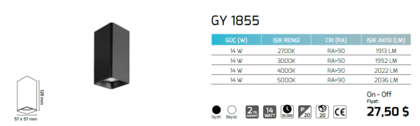 Goya Gy 1855 14 Watt Sıva Üstü COB Ledli Armatür - Görsel 3