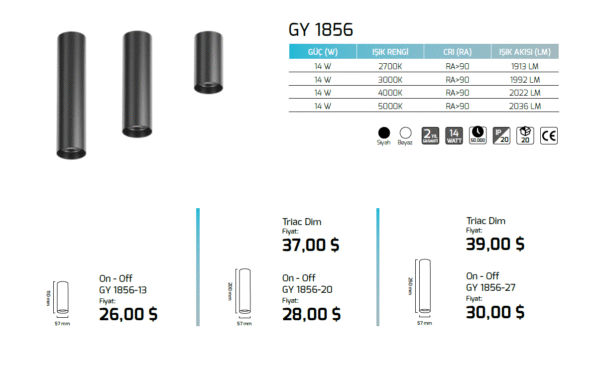 Goya Gy 1856 14 Watt Sarkıt ve Sıva Üstü Led Armatür - Görsel 3