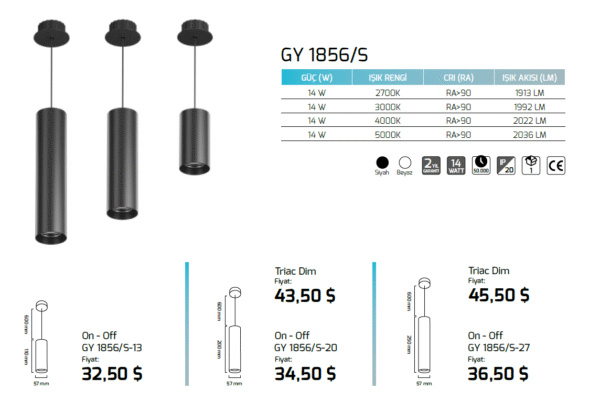 Goya Gy 1856/S 14 Watt Sarkıt ve Sıva Üstü Led Armatür - Görsel 3