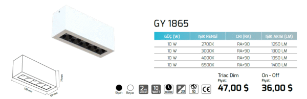 Goya Gy 1865 10 Watt Sıva Üzeri Led Armatür - Görsel 3