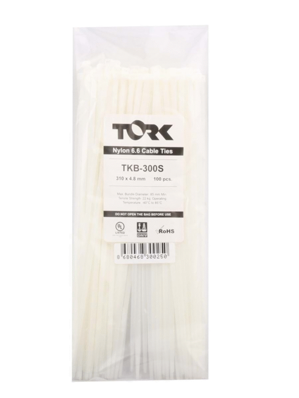 Tork Tkb-300s 4.8x300 Beyaz Kablo Bağı 100"lü